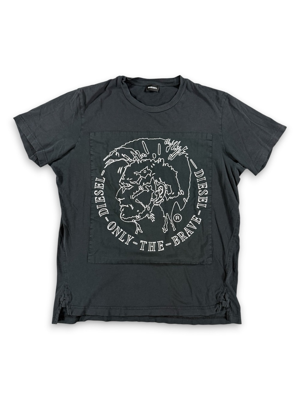 Diesel Black Graphic 'Only-The-Brave' Crew Tee - Size Large